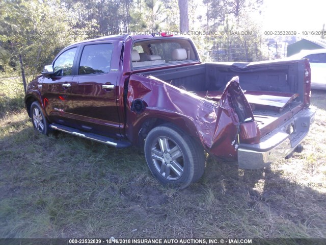 5TFFY5F13AX078815 - 2010 TOYOTA TUNDRA CREWMAX LIMITED RED photo 3