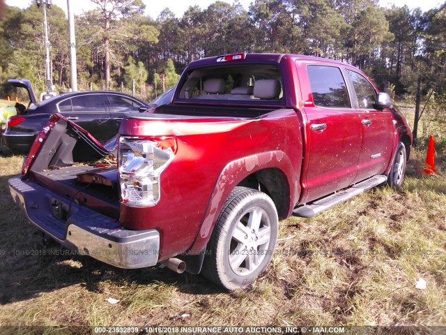 5TFFY5F13AX078815 - 2010 TOYOTA TUNDRA CREWMAX LIMITED RED photo 4