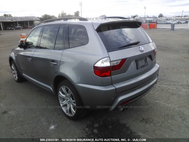 WBXPC9C47AWJ37897 - 2010 BMW X3 XDRIVE30I SILVER photo 3