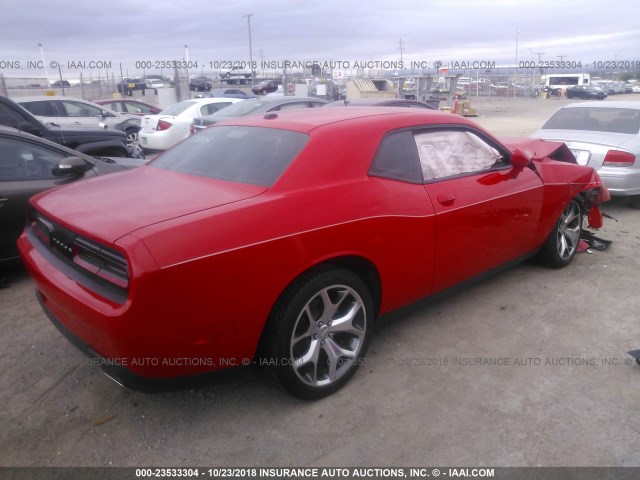 2C3CDZAG1FH713127 - 2015 DODGE CHALLENGER SXT RED photo 4