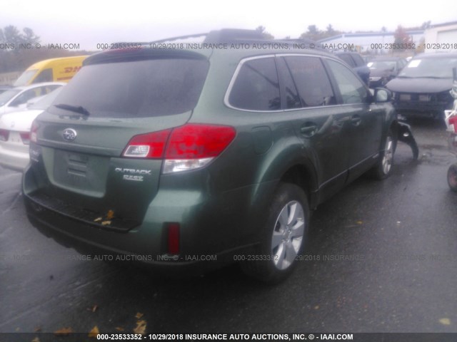 4S4BRBKCXA3372023 - 2010 SUBARU OUTBACK 2.5I LIMITED GREEN photo 4