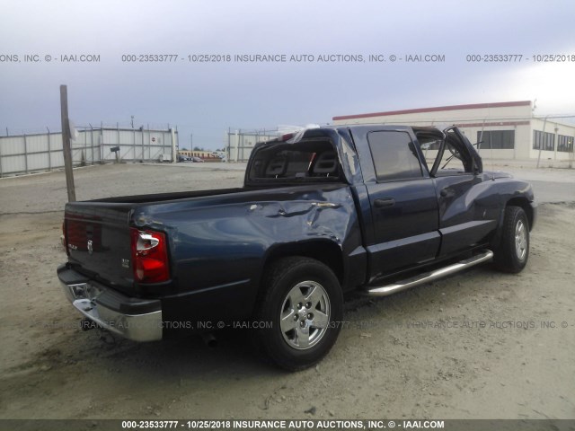 1D7HE48N06S703421 - 2006 DODGE DAKOTA QUAD SLT BLUE photo 4