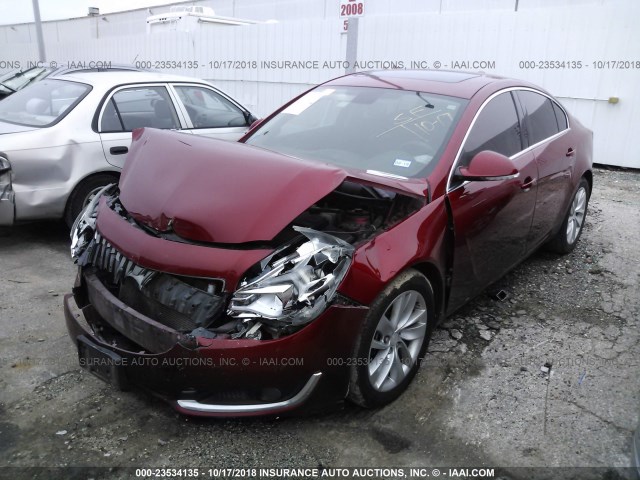 2G4GK5EX3F9298937 - 2015 BUICK REGAL MAROON photo 2