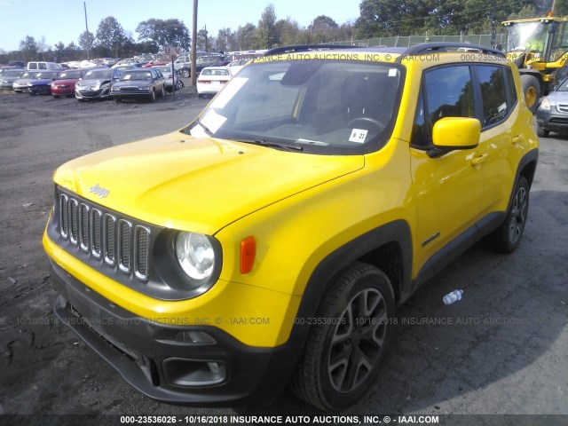 ZACCJBBT5GPD00103 - 2016 JEEP RENEGADE LATITUDE YELLOW photo 2