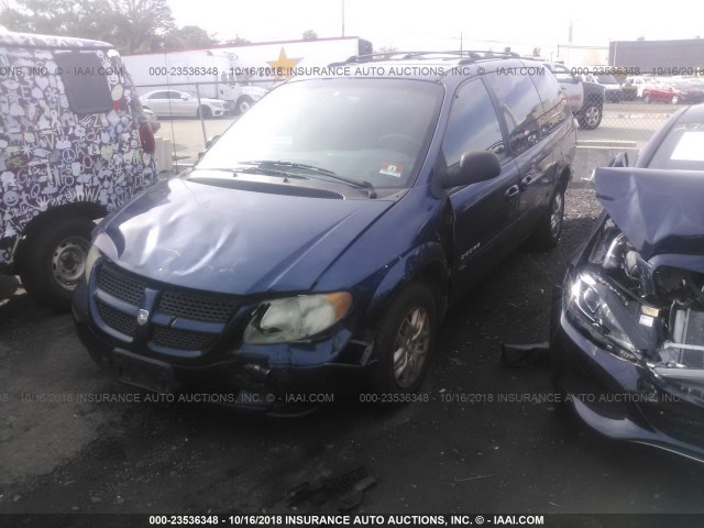 2B4GP44311R346617 - 2001 DODGE GRAND CARAVAN SPORT BLUE photo 2