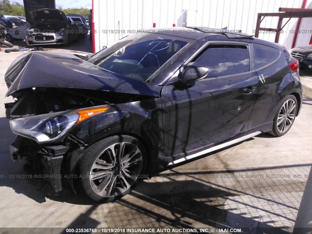 KMHTC6AE4GU273099 - 2016 HYUNDAI VELOSTER TURBO BLACK photo 2