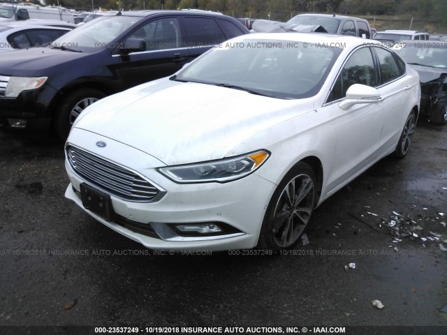 3FA6P0D95HR100742 - 2017 FORD FUSION TITANIUM WHITE photo 2