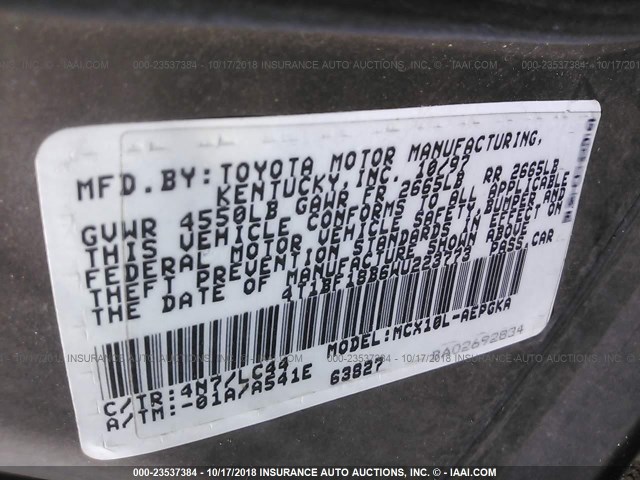 4T1BF18B6WU223773 - 1998 TOYOTA AVALON XL/XLS GOLD photo 9