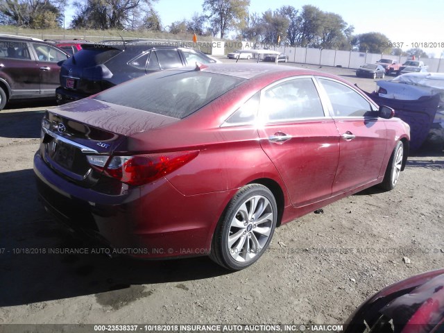 5NPEC4ABXBH216013 - 2011 HYUNDAI SONATA SE/LIMITED RED photo 4