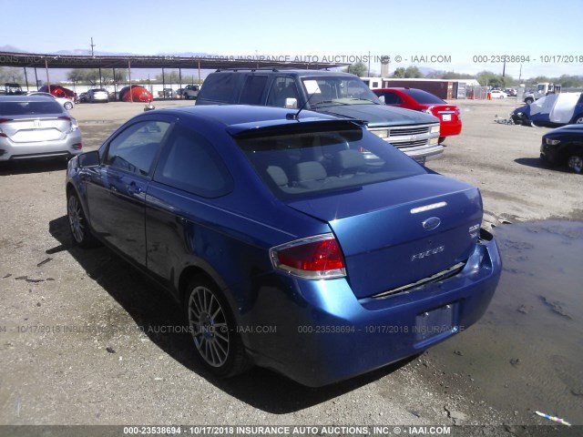 1FAHP33N49W190098 - 2009 FORD FOCUS SES BLUE photo 3