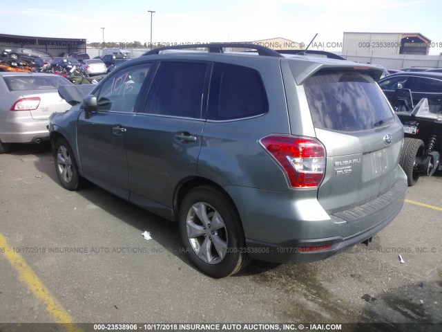 JF2SJAHC7EH445081 - 2014 SUBARU FORESTER 2.5I LIMITED GREEN photo 3