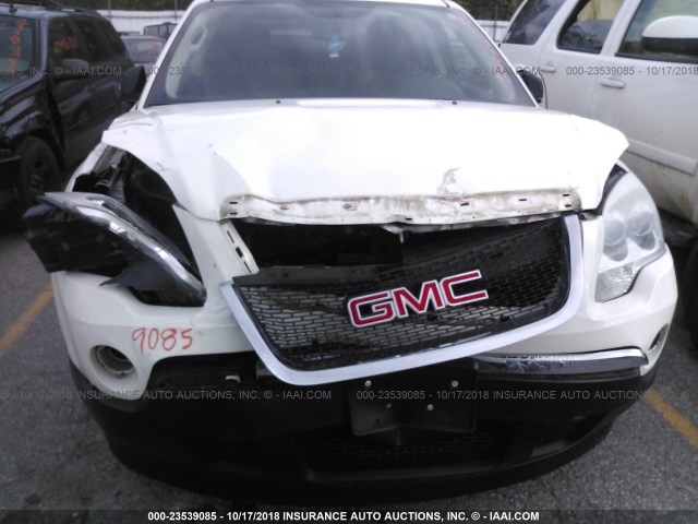 1GKLRKED3AJ184778 - 2010 GMC ACADIA SL WHITE photo 6