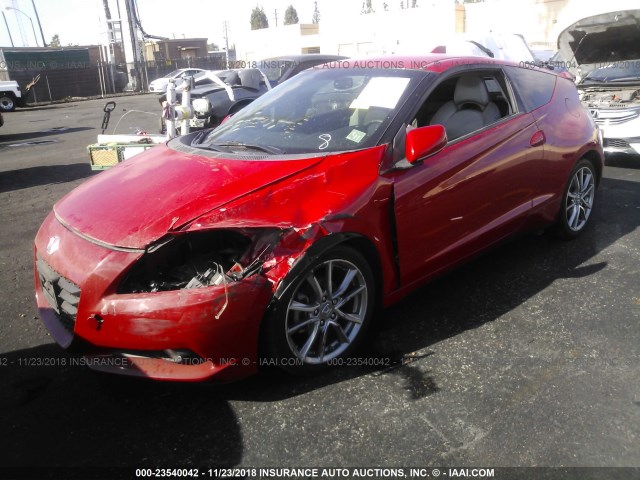 JHMZF1C65BS011674 - 2011 HONDA CR-Z EX RED photo 2