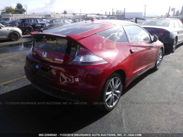 JHMZF1C65BS011674 - 2011 HONDA CR-Z EX RED photo 4