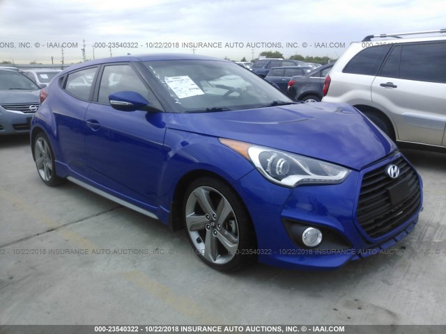 KMHTC6AE6EU182820 - 2014 HYUNDAI VELOSTER TURBO BLUE photo 1