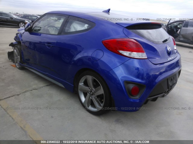 KMHTC6AE6EU182820 - 2014 HYUNDAI VELOSTER TURBO BLUE photo 3