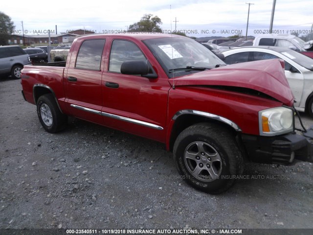 1D7HW58N25S227609 - 2005 DODGE DAKOTA QUAD LARAMIE RED photo 1