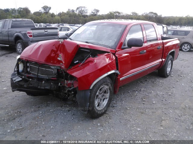 1D7HW58N25S227609 - 2005 DODGE DAKOTA QUAD LARAMIE RED photo 2