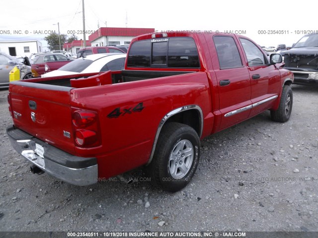 1D7HW58N25S227609 - 2005 DODGE DAKOTA QUAD LARAMIE RED photo 4