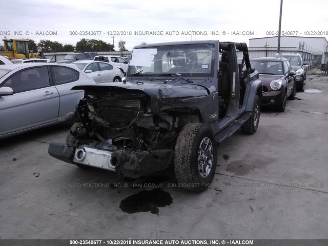 1C4BJWEG2EL146968 - 2014 JEEP WRANGLER UNLIMITE SAHARA BLUE photo 2