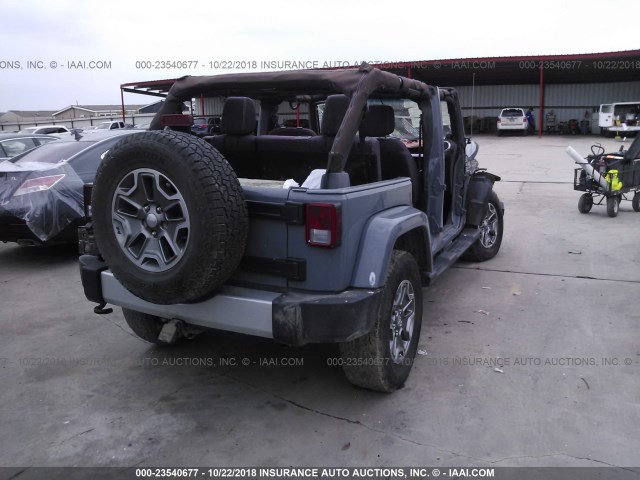 1C4BJWEG2EL146968 - 2014 JEEP WRANGLER UNLIMITE SAHARA BLUE photo 4