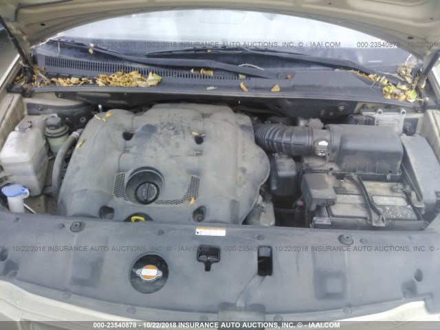 KNDMG4C37A6325124 - 2010 KIA SEDONA LX ოქროსფერი ფოტო 10