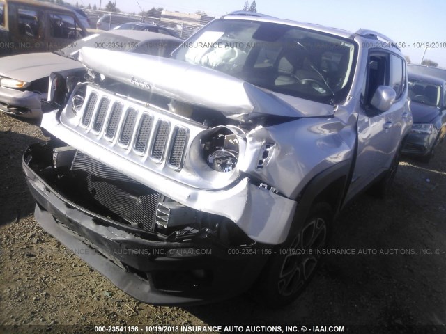 ZACCJBDT3FPB94102 - 2015 JEEP RENEGADE LIMITED SILVER photo 2