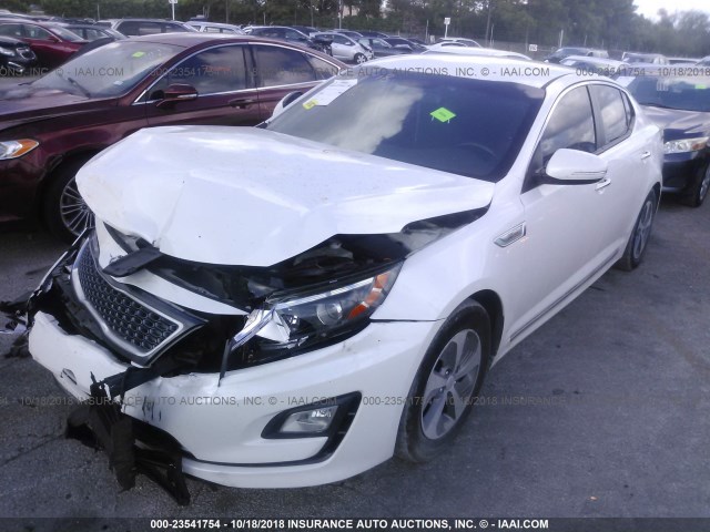 KNAGM4AD6E5072176 - 2014 KIA OPTIMA HYBRID WHITE photo 2