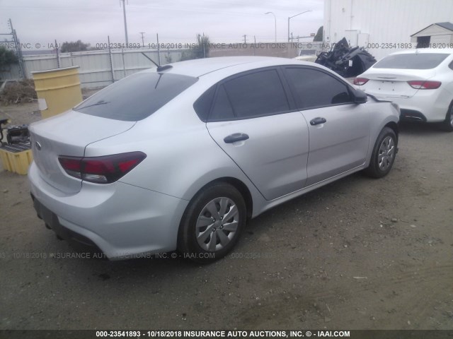 3KPA24AB3JE065715 - 2018 KIA RIO LX/S SILVER photo 4