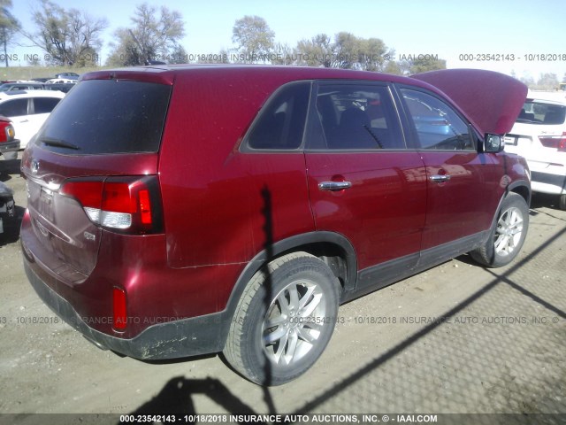 5XYKT3A65FG562838 - 2015 KIA SORENTO LX RED photo 4