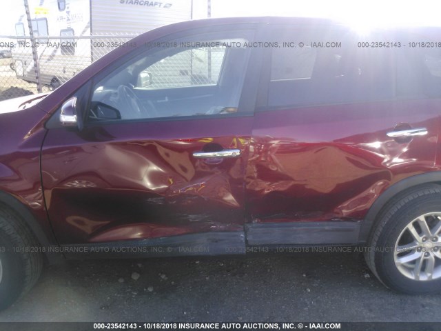 5XYKT3A65FG562838 - 2015 KIA SORENTO LX RED photo 6