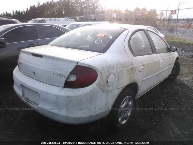 1B3ES46C8YD762202 - 2000 DODGE NEON ES WHITE photo 4