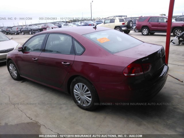 1VWAT7A31FC065201 - 2015 VOLKSWAGEN PASSAT S MAROON photo 3