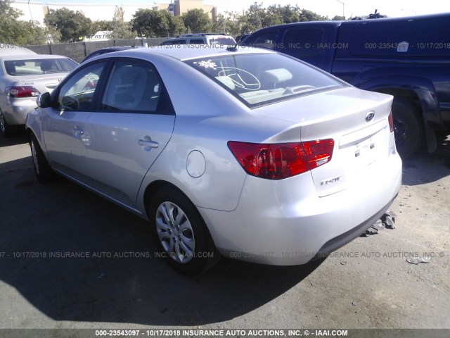 KNAFU4A27B5460104 - 2011 KIA FORTE EX SILVER photo 3