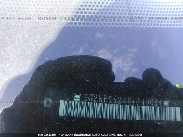 2G2WP552481140084 - 2008 PONTIAC GRAND PRIX BLACK photo 9