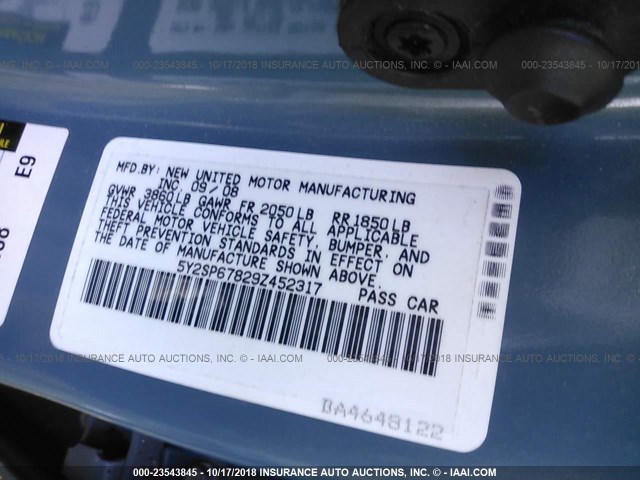 5Y2SP67829Z452317 - 2009 PONTIAC VIBE BLUE photo 9