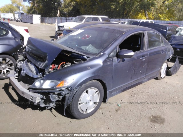 JHMFA36238S007119 - 2008 HONDA CIVIC HYBRID BLUE photo 2