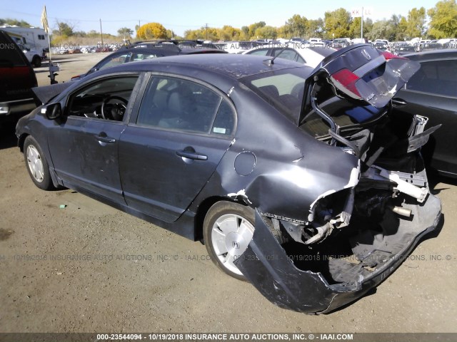 JHMFA36238S007119 - 2008 HONDA CIVIC HYBRID BLUE photo 3