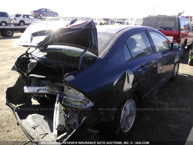 JHMFA36238S007119 - 2008 HONDA CIVIC HYBRID BLUE photo 4