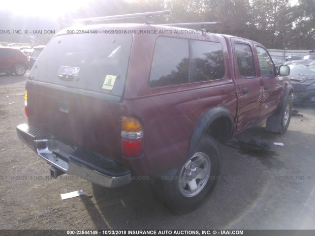 5TEGN92N04Z397101 - 2004 TOYOTA TACOMA DOUBLE CAB PRERUNNER BURGUNDY photo 4