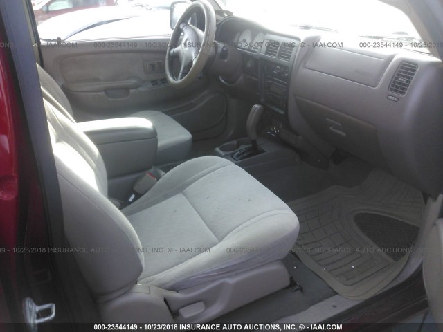 5TEGN92N04Z397101 - 2004 TOYOTA TACOMA DOUBLE CAB PRERUNNER BURGUNDY photo 5