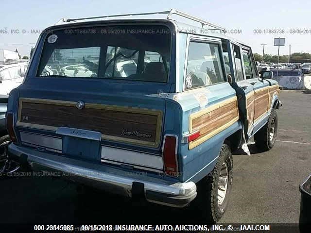 1JCNJ15U6HT049894 - 1987 JEEP GRAND WAGONEER  BLUE photo 4