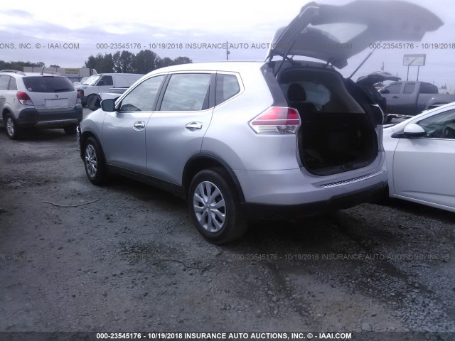 KNMAT2MT5FP511425 - 2015 NISSAN ROGUE S/SL/SV SILVER photo 3