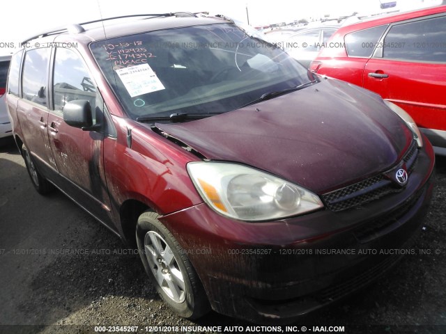 5TDZA23CX4S192925 - 2004 TOYOTA SIENNA CE/LE RED photo 1