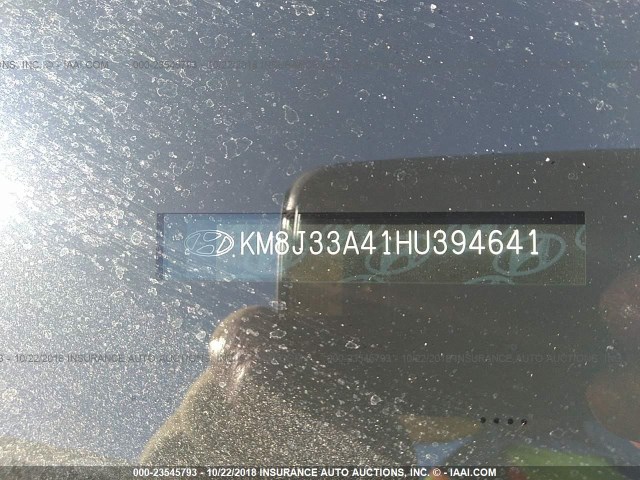 KM8J33A41HU394641 - 2017 HYUNDAI TUCSON LIMITED/SPORT AND ECO/SE SILVER photo 9
