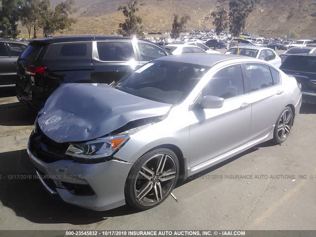 1HGCR2F50GA104334 - 2016 HONDA ACCORD SPORT GRAY photo 2