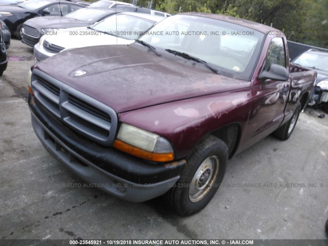 1B7FL26P11S103581 - 2001 DODGE DAKOTA PURPLE photo 2