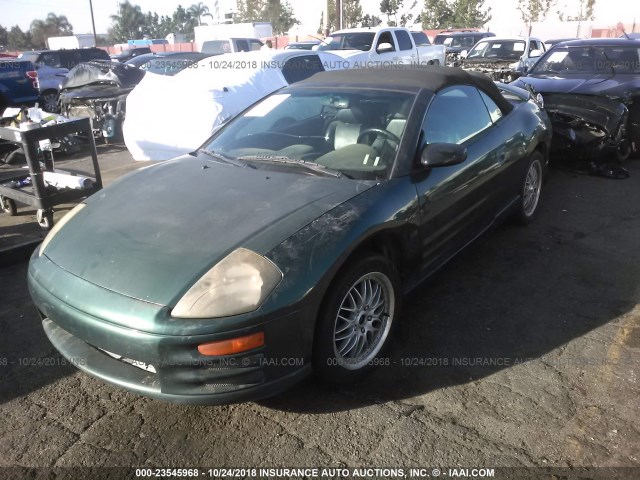 4A3AE55H41E001171 - 2001 MITSUBISHI ECLIPSE SPYDER GT GREEN photo 2