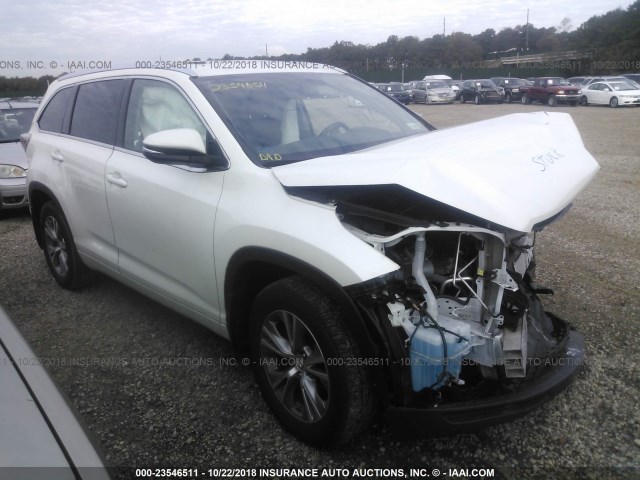 5TDJKRFH4FS118784 - 2015 TOYOTA HIGHLANDER XLE WHITE photo 1