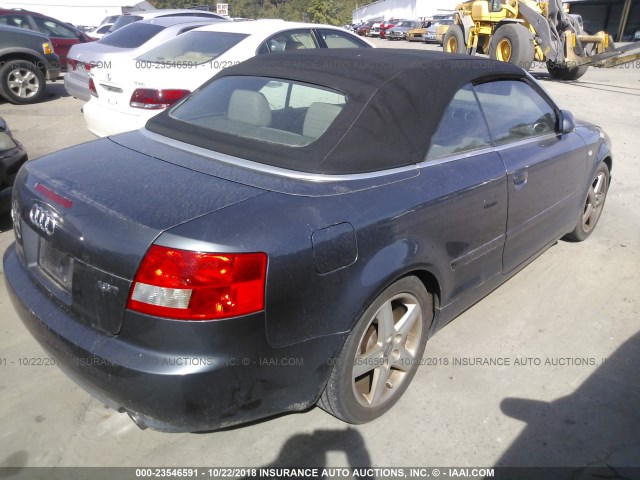 WAUAC48H64K020242 - 2004 AUDI A4 1.8 CABRIOLET GRAY photo 4